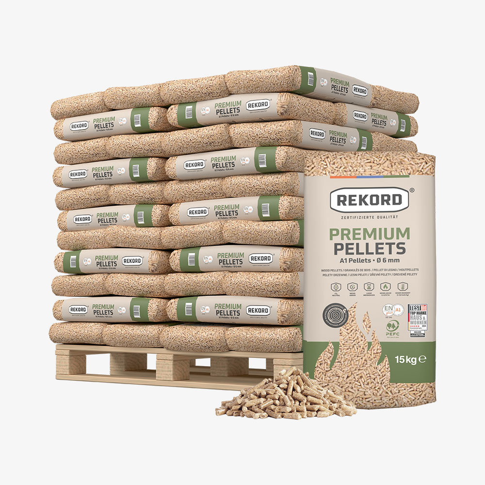 Premium REKORD Pellets A1, Sackware auf Palette (66 x 15 kg)