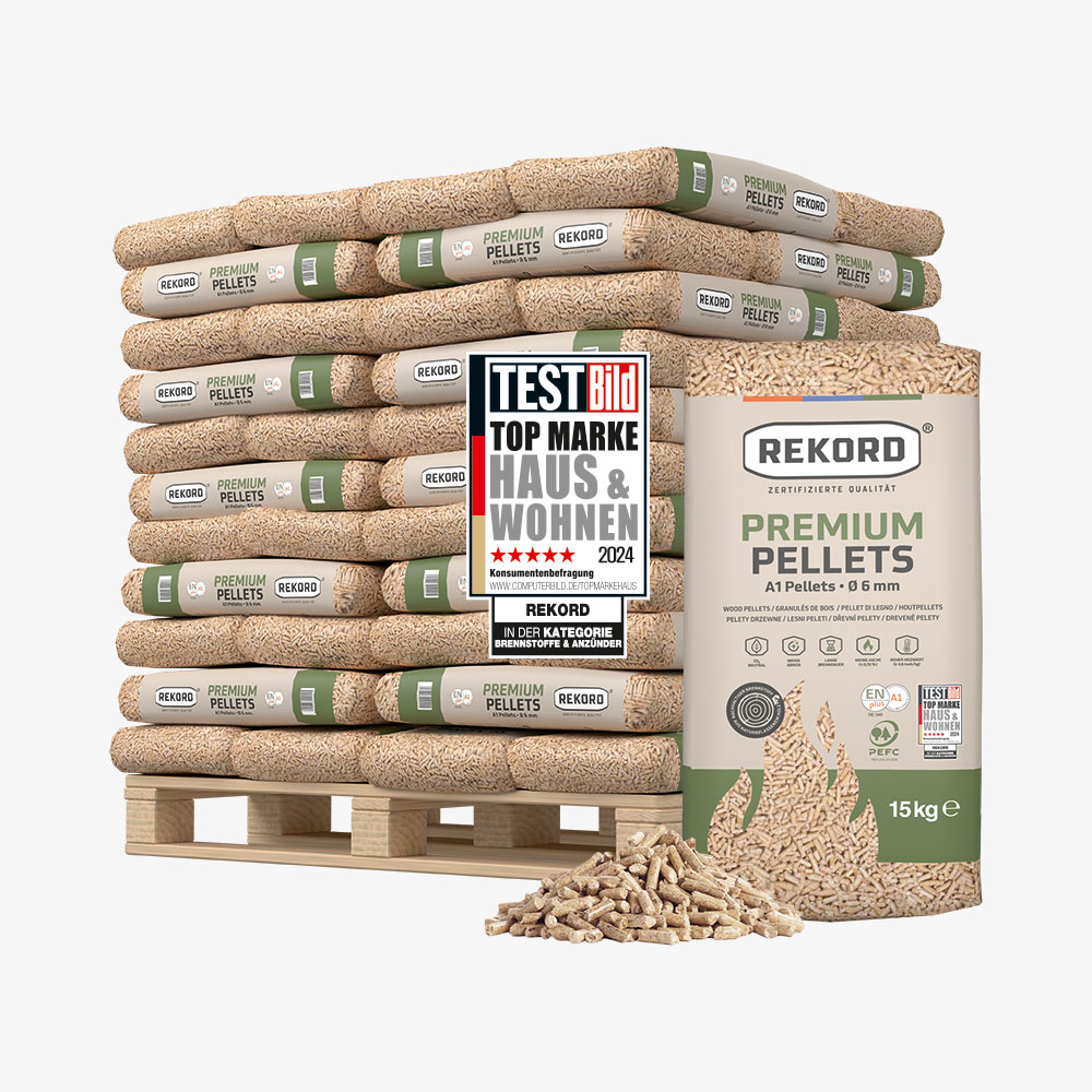 Premium REKORD Pellets A1, Sackware auf Palette (66 x 15 kg)