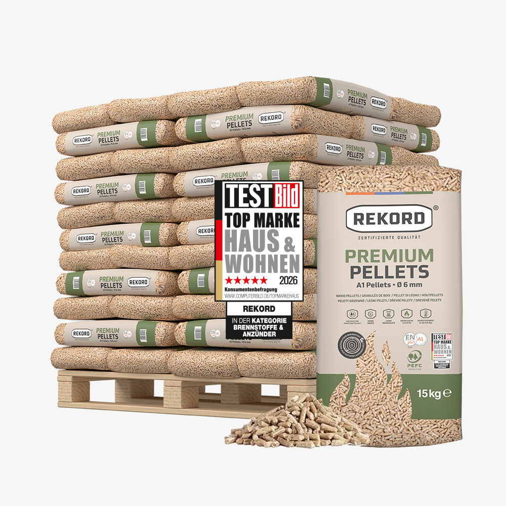 Premium REKORD Pellets A1, Sackware auf Palette (66 x 15 kg) Premium REKORD Pellets A1, Sackware auf Palette (66 x 15 kg)