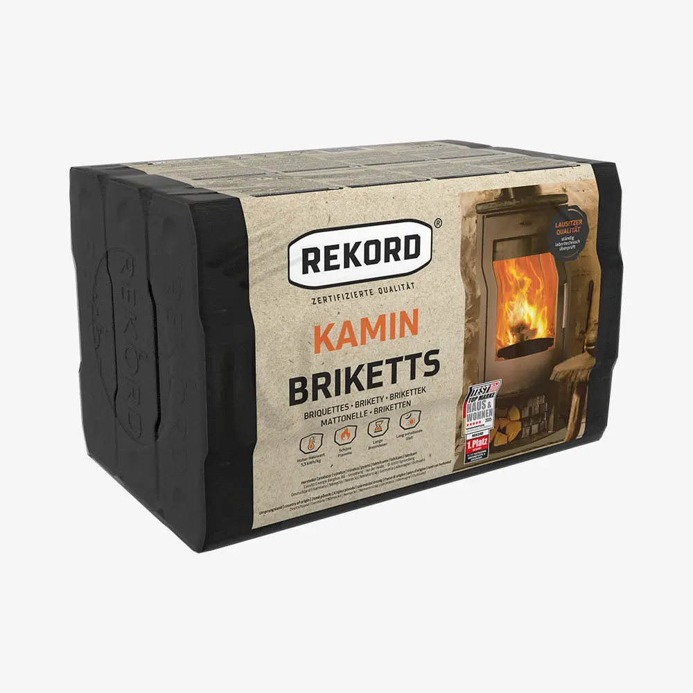 REKORD 10 kg Braunkohlebriketts Folie als PAL (90 x 10 kg)
