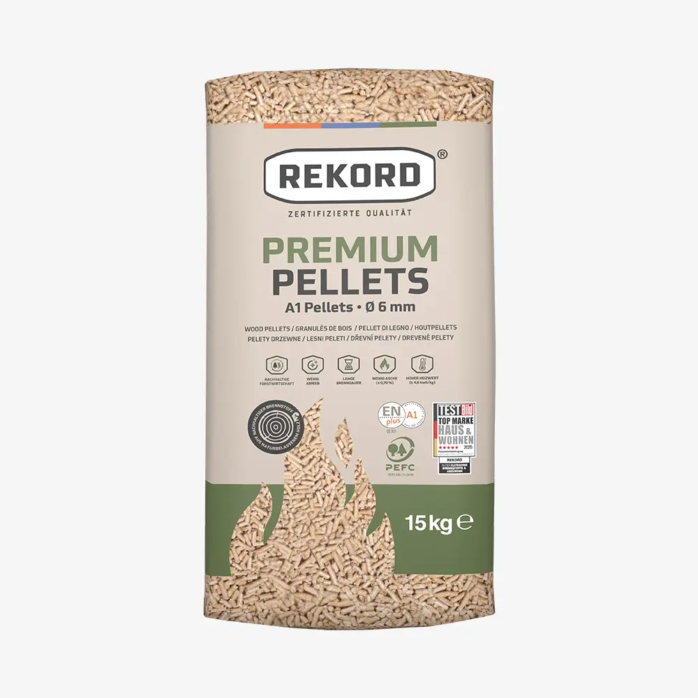 Premium REKORD Pellets A1, Sackware auf Palette (66 x 15 kg)